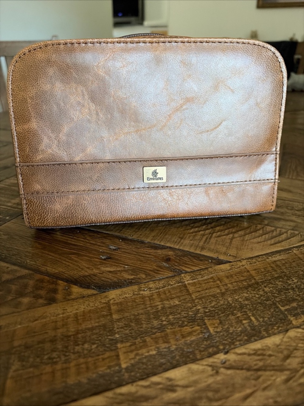 Bulgari Tan Leather Toiletry Bag